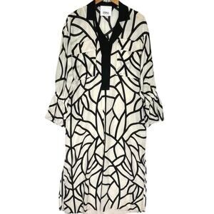 ERIKA CAVALLINI Women’s Silk Jasmine Maxi Shirt Dress Ivory and Black